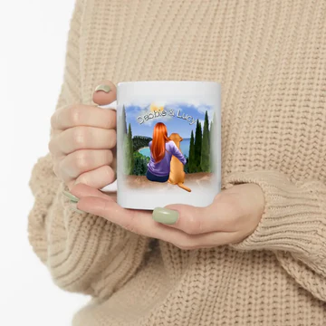 girl with dog custom mug